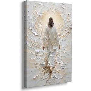 Reateforin Jesus Walking on Water Canvas Wall Art Modern Religious Wall Art Christian Gift Trendy Christian Living Room Home Decor Christ Print Jesus Artwork Posters Nursery Decor 12"X16" (12x16 inch (30*40cm))