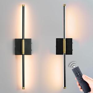 28 Inch Battery Operated Wall Sconces Set of 2 10000mAh Rechargeable Magnetic Wall Light with Remote, 3 Color Dimmable Matte Black Wall Lamp for Bedroom Bedside, TV Wall & Living Room