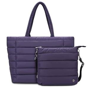 TEKGERLU Puffy Quilted Tote Bag for Women - Lightweight Handbag with Multiple Compartments for Gym, Work, Travel 