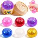6 Pack Dumpling Squishy Mystery Box, 6 Color Glitter Dumpling Squishy Toys Pack, Dumplings Squeeze Fidget Toys, Squishies for Kids Party Favors Goodie Bag Stuffers Classroom Prizes
