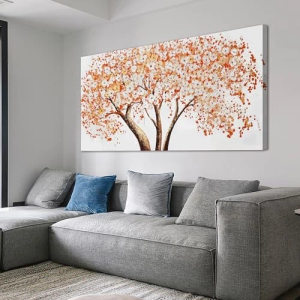 Canvas Wall Art Decor Wall Pictures For 20L" x 40W" Orange Wrapped Canvas