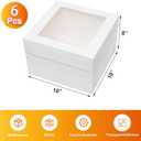 Wowxyz Cake Boxes 10x10x8 Inches 6 Pack Bakery Boxes with window for Tier Cakes 10 Inch Layer Tall Baking Carrier White Cardboard Bakery Take Out Transport Containers for Wedding, Birthday, Party