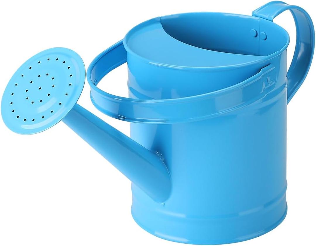 Traditional Metal Watering Can, 1.5L Small Metal Watering Can with Long Spout and Sprinkler, Garden Water Pot for Outdoor and Indoor Plants, Watering Can Decor, Blue