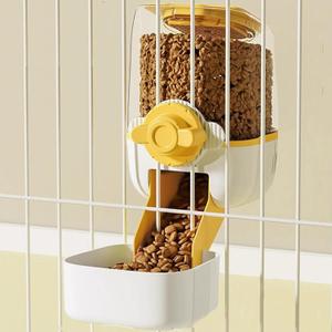 Pet Hanging Automatic Feeders Drinking BowlsGravity Rabbit Feeder and Water SetCage Cat Food Bowl Feeding Station for Puppy Kitten Chinchilla Hedgehog Guinea Pig Ferret (Yellow-Food)