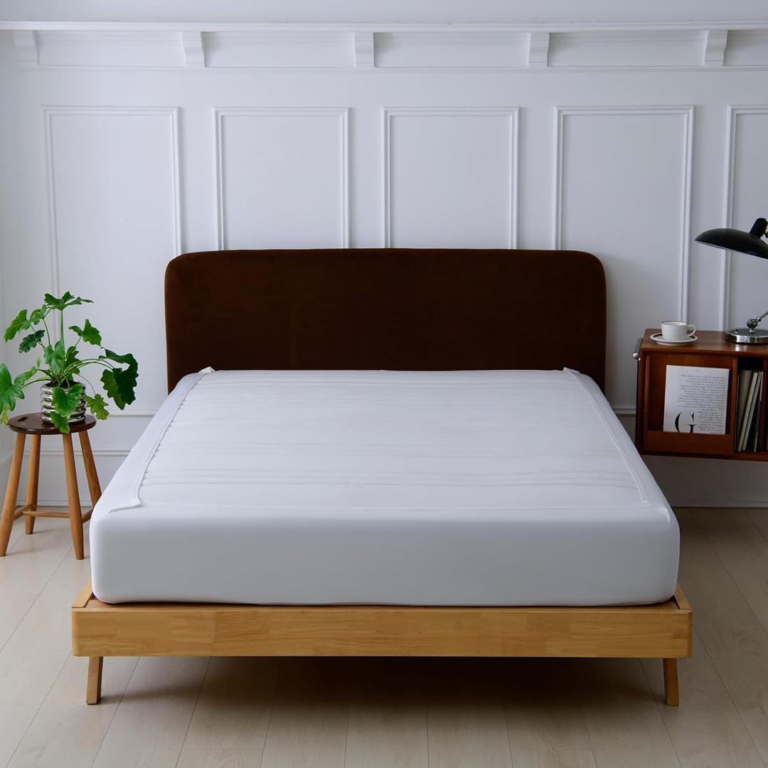 Stretchy Box Spring Cover King Size - Jersey Knit & Stretchy Wrap Around 4 Sides Bed Skirt for Hotel & Home, Wrinkle & Fading Resistant Fits King Size Beds, White