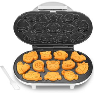 SugarWhisk Animal Mini Waffle Maker for Kids, Mini Pancakes Maker Machine with 12 Different Animal Pancake Molds, Small Waffle Maker Iron, Excellent Christmas Gift for Kids & Adult