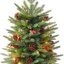 2FT Pre-lit Artificial Small Mini Christmas Tree with Warm White Multi-Color LED Lights, Timer Battery Operated, Perfect for Xmas Tabletop Decorations, Home, Kitchen, Dining Table top Green