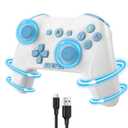 Bluetooth Controller for Switch/Mac/PC/Steam/Mobile Phone/iOS/Android//TV/iPad/Table/Apple Arcade MFi Games, switch pro controller wireless with Adjustable Dual Motion,Turbo,Macros,6-Axis,Wake Up for Black Myth: Wukong (Black) (Purple) (Light White Blue)
