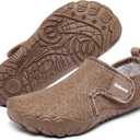 Kids Winter Slippers Cozy Soft Warm Non Slip Fleece House Lightweight Indoor Slippers for Girls Boys (1 Big Kid, Mtk4062-brown)