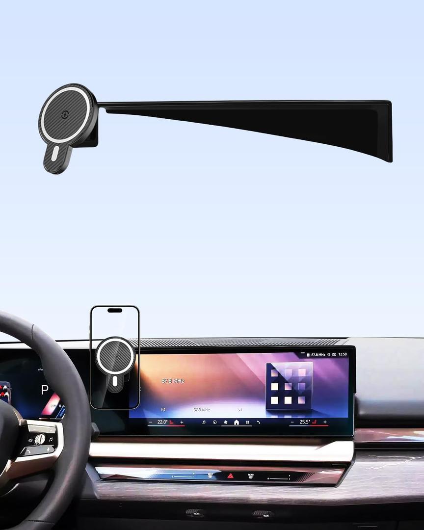 PZK Car Phone Holder for 2024 2025 2026 BMW 5 Series/BMW i5 /BMW 530i 540i 550e Accessories 14.9-Inch Screen Fixed Clip, Car Phone Holder Magnetic 15W Fast Wireless Charger 360 Rotation Phone Cradles