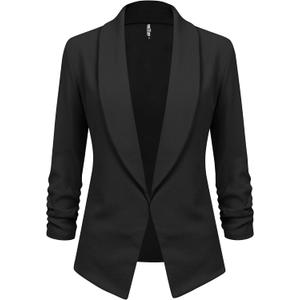 Lock and Love Women 3/4 Sleeve Blazer Open Front Cardigan Jacket Work Office Blazer (Small)