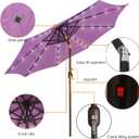 Blissun 9 ft Solar Umbrella, Patio Umbrella with 32 LED Lights, Table Market Umbrella, Outdoor Umbrella for Garden, Deck, Backyard (Lilac)