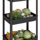 3-Tier Utility Rolling Cart with Cover Top Board, Mobile Utility Cart with Lockable Casters Multi-Functional Storage Trolley for Office, Bathroom, Kitchen, Garden, Laundry Room (Black)