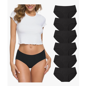 Wealurre Cotton Bikini Women's Breathable Panties Seamless Comfort Underwear, Pack of 6, Large