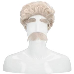 Lacey Wigs LW382DBNGY Mark Twain Wig Mustache Eyebrow Set44; Dark Brown Grey 51