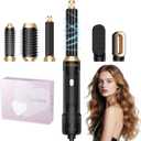 Atopskins 6 in 1 Blow Dryer Brush, Hair Dryer Brush Fast Drying 3 Heat Settings, Hot air Styler Auto Curling Straightening Voluming Smoothing for Women Salon & Travel Use (ALCI Plug) (Black)