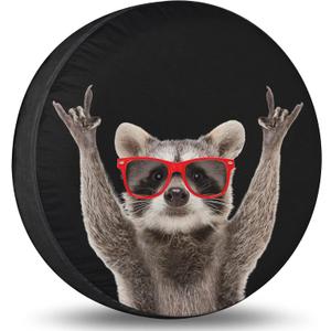 Spare Tire Cover Raccoon Wheel Tire Cover Waterproof Sun Protection Universal Fit for Trailers Rv SUV Truck Camper Travel 14 Inch