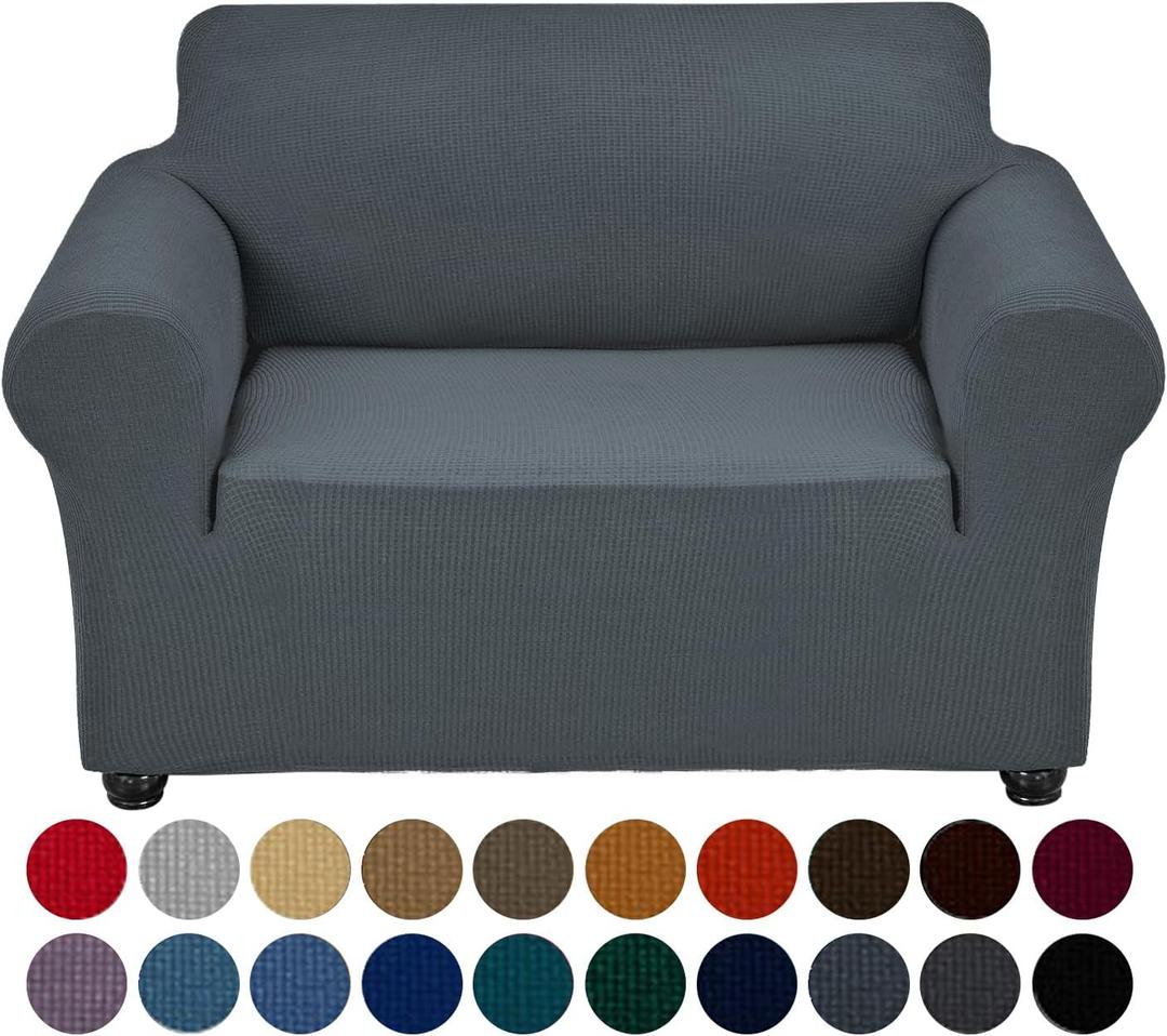 Joccun Stretch Chair Couch Cover,1-Piece Sofa Slipcover Spandex Jacquard Fabric Sofa Covers with Elastic Bottom,Washable Furniture Protector for Dogs,Cats,Kids(Armchair,Gray) (Small35" - 55", Grey)