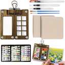 Mini Watercolor Paint Set, Travel Paint kit, Pocket Watercolor Set with Paint, Brush, Sketchbook & Copper Clip, Watercolor Travel Kit for Beginners, Artists & Painting Enthusiasts