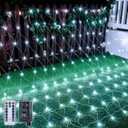 Ollny Net Lights Outdoor Mesh Lights IP67 Waterproof, 210LED 10x7ft Cool White Christmas Net Lights, Connectable Remote 8 Modes Tree Light for Bushes Shrubs Lawn Indoor Decorations