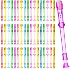 100 Pieces Mini Translucent Soprano Recorder Plastic 6 Hole Soprano Descant for Kids Bulk Baroque Style Musical Recorders Bulk for Beginners Kids Flute