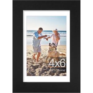 decorUhome 4x6 Picture Frame, Display Pictures 3.5x5 with Mat or 4x6 without Mat, Wall & Tabletop Display Photo Frame, Black, Pack of 1