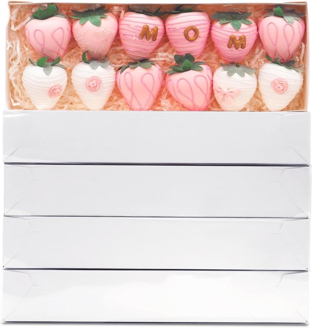 XINHPKGG 50 Pcs Clear Chocolate Covered Strawberries Boxes 12" x4 1/2" x2" Cookie Boxes Bakery Box Treat Box for Wedding Party Baby Shower