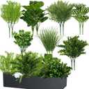 15Pcs Outdoor Artificial Plants UV Resistant Fake Plastic Greenery Spring Grass for Outside Yard Front Porch Patio Window Box Planter Basket Decor (Yellow Green)