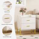 Vabches Nightstand with Built-in Charging Station, White Mid Century Modern Nightstand for Bedroom, Stylish End Tables for Lamps, Books, 17.3 inches x 13.8 inches x 21.7 inches