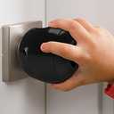 Child Safety Door Knob Cover (4 Pack) Hard-to-Remove Dual-Lock Door Handle Covers for Kids - Reusable Baby Proof Door Knob Locks - Installs Easily, No Tools Needed (Black)