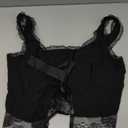 SOLY HUX Women's Y2k Lace Trim Open Tie Front Tank Top V Neck Sleeveless Tops (Plain Black) XL