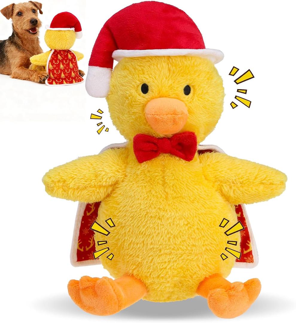 EXPAWLORER Christmas Squeaky Duck Dog Toy - Soft Plush Stuffed Toys with Santa Claus Costume, Interactive Chew Toy with Squeakers to Keep Them Busy,Best Gift for Puppy Small Medium Large Dogs Training