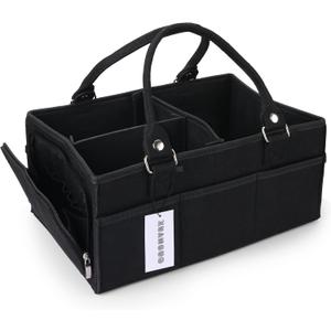 Baby Diaper Caddy Organizer for Girl Boy Large Nursery Storage Bin Basket Portable Holder Tote Bag for Changing Table and Car Baby Shower Gifts Newborn Essentials Must Haves Items black
