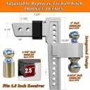 VNN 10 Inch Drop Hitch 2.5 Inch Receiver - Interchangeable 3 Solid Ball Mount 1-7/8", 2", 2-5/16"(18,500 LBS GTW), Heavy Duty Aluminum Adjustable Trailer Hitch with Pads and Locking Sets