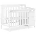 Dream On Me Jayden 4in1 Mini Convertible Baby Crib & Changer with Storage in White, Pinewood, GreenGuard Gold & JPMA, 1 Mattress Pad, 3 Mattress Heights, Converts to Mini Day & Twin-Size Bed