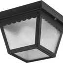 Progress Lighting 1-Light Indoor and Outdoor Flush Mount Ceiling Light, Interior and Exterior Ceiling-Mount Fixture for Porches, Patios, Garages, Hallways, Metal, 7-1/2" by 5", Black, P5727-31