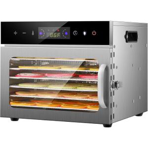 Electric Food Dehydrator with 8 Stainless Steel Trays, Household Fruit Dehydrator,Adjustable Temperature up to 167°F, 48-Hour Timer for Jerky, Fruit