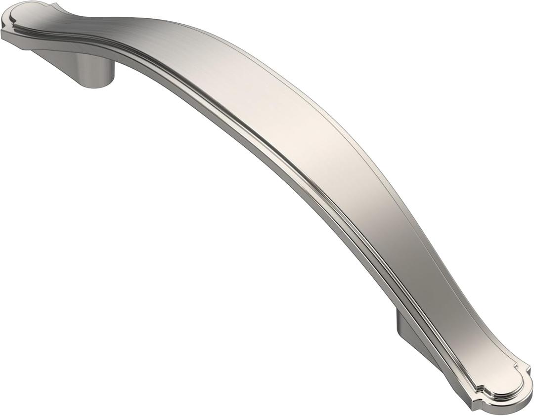 Alzassbg 10 Pack Brushed Satin Nickel Cabinet Pulls, 3-3/4 Inch(96mm) Hole Centers Cabinet Handles Arch Kitchen Hardware for Cabinets and Drawer AL3028SN
