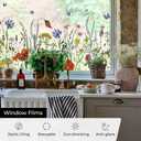 Window Privacy Film, Colorful Floral Window Stickers, Removable DIY Bouquet Static Clings, Decals for Home School Office Party Supplies, Butterfly Among The Flowers, 17.5 x 78.7 in