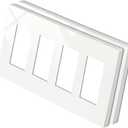 BESTTEN 2 Pack 4 Gang Screwless Wall Plate, USWP4 Off White Series, Decorator Outlet Cover, Light Switch Cover, H4.69 x W8.35, Wallplate for Dimmer, USB, GFCI, Receptacle