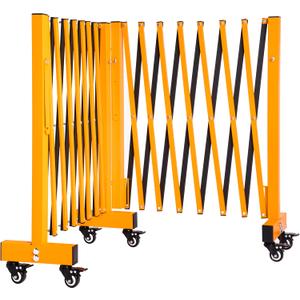 16.5FT Expandable Barricade Gate, Expandable Metal Barricade Gate Alloy Fence and 270 Degrees Direction Adjustment with Wheels, for Industrial or Residential Use (Yellow)