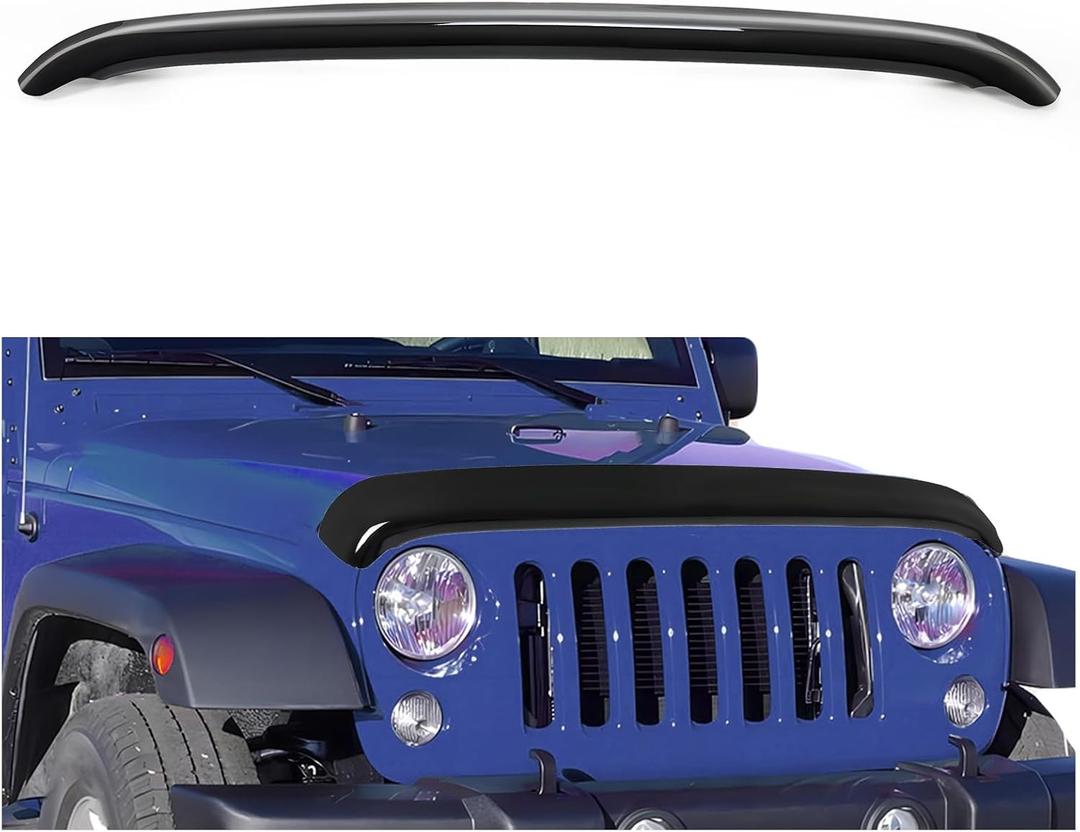 HECASA Hood Shield Compatible with 2007-2018 Jeep Wrangler JK PC Plastic Hood Bug Deflector Hood Protector Protection Smoke
