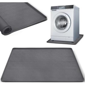 Washing Machine Drain Pan, Extra-Large Silicone Washing Machine Mat with High Raised Edges, Non-Slip Waterproof Washer Drip Tray, Leak Proof Anti-Vibration Floor Protector (27 x 27 Inch, Grey)