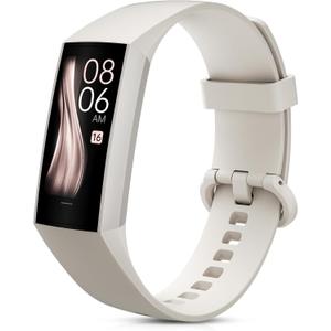 Zeacool Fitness Tracker with Heart Rate Blood Oxygen Blood Pressure Sleep Monitor,1.10''AMOLED Touch Color Screen,IP67 Waterproof Activity Tracker,Step Counter for Walking for Women Men (Beige)