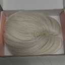 Flufymooz 100% Real Human Hair Toppers for Women, 10 Inch Clip in Human Hair Topper for Thinning Hair, 3603D Cover Clip in Bangs Natural Hairpiece With 4.5'' x 3'' Silk Base-Silver White