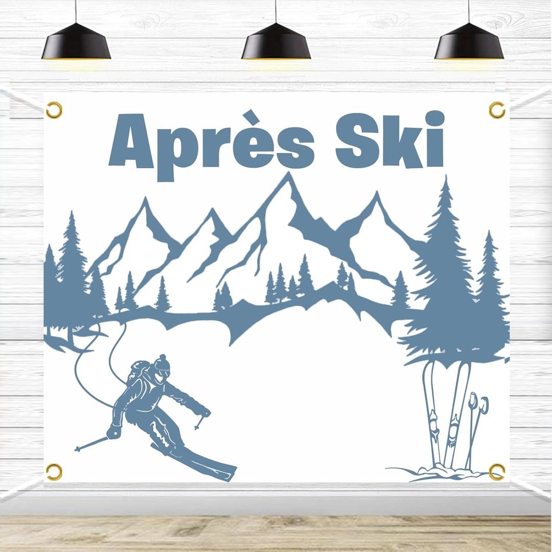 Apres Ski Party Backdrop, Ski Bachelorette Decor, Winter Bachelorette Photobooth, Mountain Camp Bach Party Backdrop