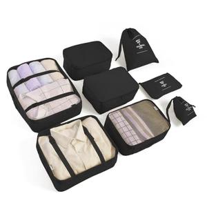6Set Packing Cubes for Suitcases Travel Luggage Packing Organizers,Travel Essentials Accessories Luggage Organizer with Shoe Bag Tioletry/Laundry Bag(Black)