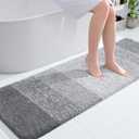 OLANLY Bathroom Runner Rugs 59x20, Extra Soft Absorbent Microfiber Bath Rugs, Rubber Backing, Quick Dry, Washable Bath Mats for Bathroom Floor, Tub and Shower, Home Decor Accessories, Light Grey
