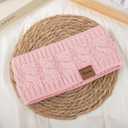 Loritta Womens Ear Warmers Headbands Winter Warm Fuzzy Cable Knit Head Wrap Fleece Lined Gifts (Pink)