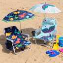 Yalikop Kids Beach Chair with 4 Positions Seaside Beach Chair with Umbrella Kids Folding Camping Seating for Boy Girls Children Sand Camping Travel Outdoor Summer Supply(Dinosaur Theme)